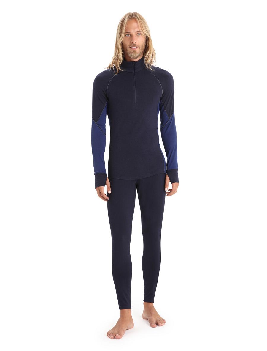 Midnight Navy / Royal Navy Icebreaker BodyfitZone™ Merino 260 Zone Long Sleeve Half Zip Thermal Top Men's Base Layers | AU 1348ZUTG